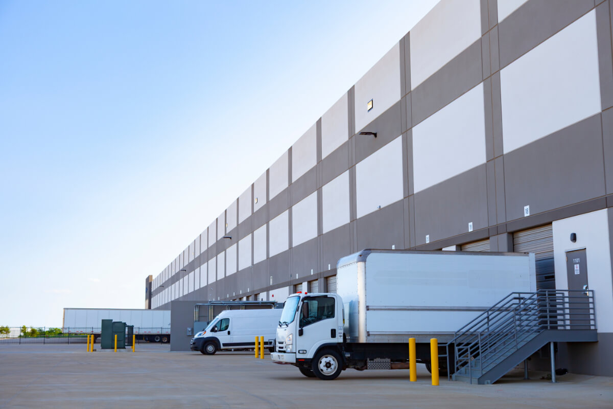Modern,Distribution,Center,With,Docked,Box,Truck,,Cargo,Van,,And